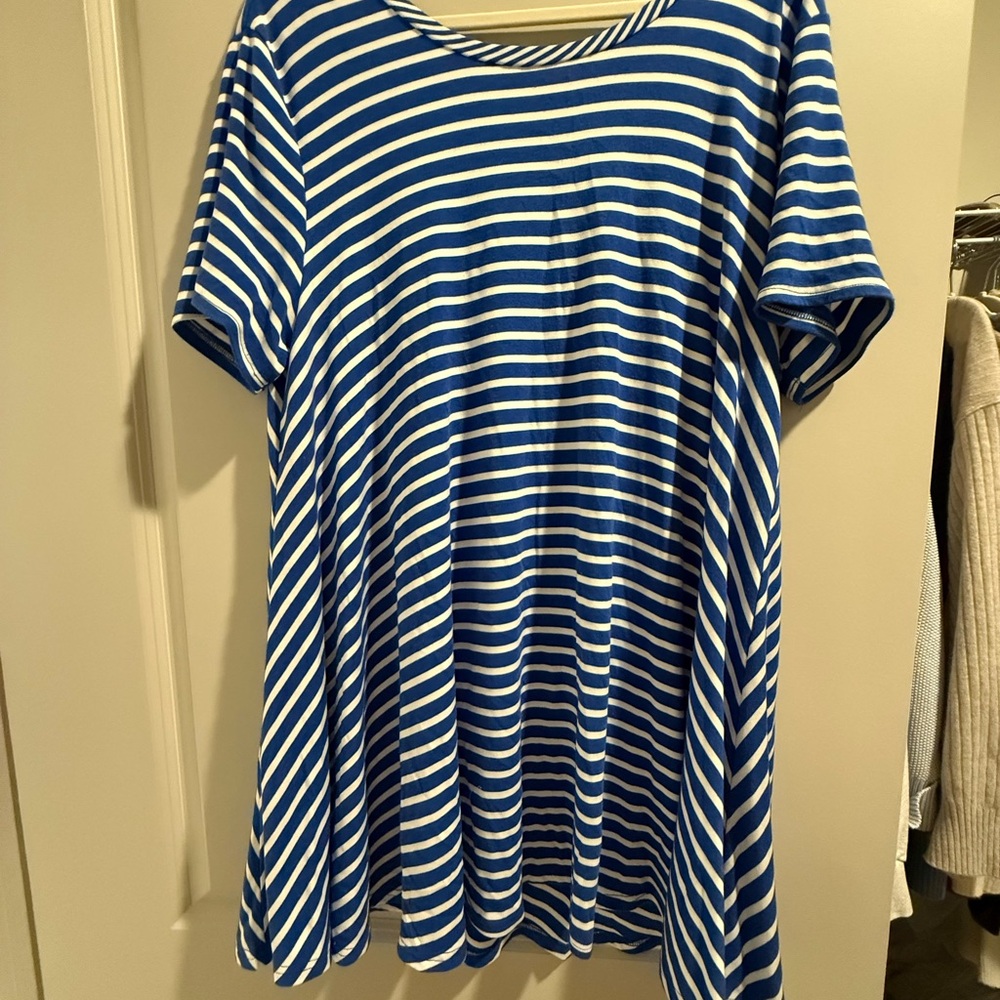 Very J Blue and White Striped Mini Dress